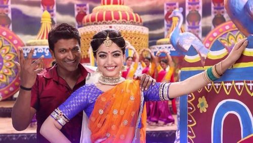 Puneeth Rajkumar and Rashmika Mandanna in Anjaniputra (2017)