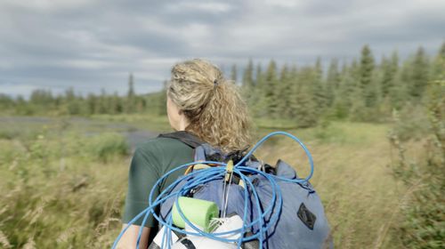 Methane ecologist Dr Katey Walter Anthony in the field with the crew of Back to Our Future: Climate Restoration & Surviv