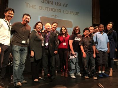 Prophet Bolden with the cast of Fresh off the Boat.