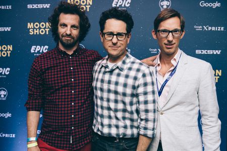 Joshua Davis, JJ Abrams and Joshuah Bearman at the premiere of Moon Shot.