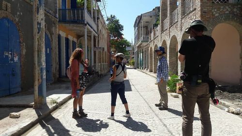 Kelley Kali and team blocking out the scene on the oldest historical street in Jacmel, Haiti.