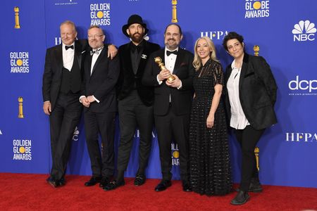 Stellan Skarsgård, Jane Featherstone, Jared Harris, Craig Mazin, Johan Renck, and Carolyn Strauss at an event for 2020 G