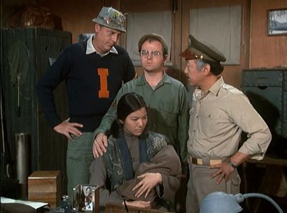 Pat Morita, Gary Burghoff, Clare Torao, and McLean Stevenson in M*A*S*H (1972)