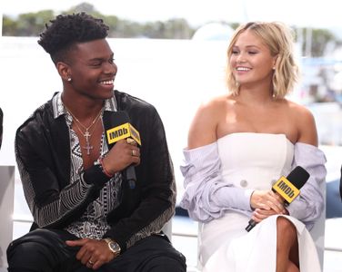 Olivia Holt and Aubrey Joseph at an event for Cloak & Dagger (2018)