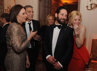 George Clooney, Elizabeth Banks, Erica Hill, and Paul Rudd