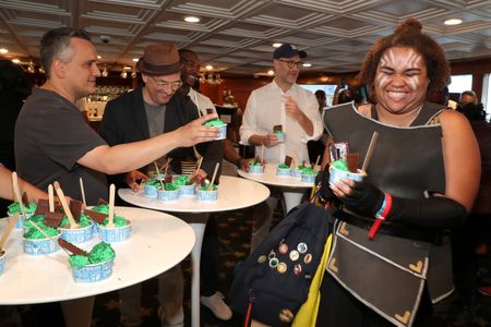 Joe Russo, Anthony Mackie, Christopher Markus, and Stephen McFeely at an event for IMDb at San Diego Comic-Con (2016)