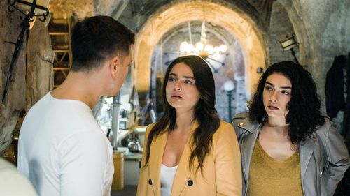 Çagatay Ulusoy, Hazar Ergüçlü, and Ayça Aysin Turan in The Protector (2018)