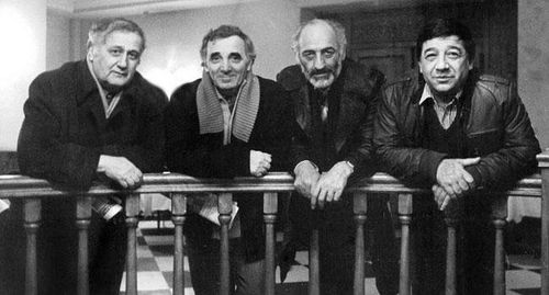 Charles Aznavour, Henrik Malyan, Frunzik Mkrtchyan, and Sos Sargsyan at an event for Life Triumphs (1977)