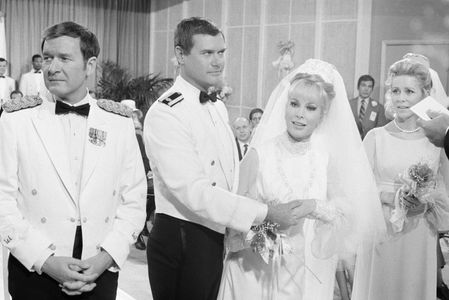 Barbara Eden, Larry Hagman, Bill Daily, and Emmaline Henry in I Dream of Jeannie (1965)