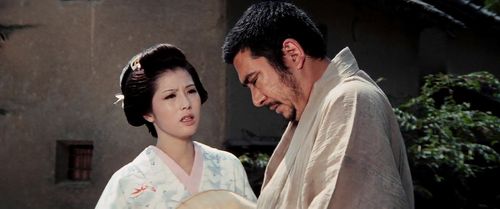 Shintarô Katsu and Reiko Ôhara in Zatoichi Goes to the Fire Festival (1970)