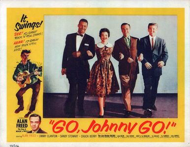 Chuck Berry, Jimmy Clanton, Alan Freed, and Sandy Stewart in Go, Johnny, Go! (1959)