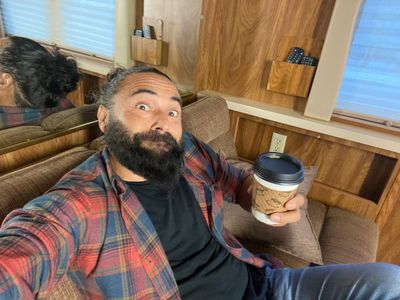 waiting to go to set, hey I got coffee so I'm good! 