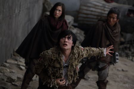 Haruma Miura, Kiko Mizuhara, and Takahiro Miura in Attack on Titan Part 2 (2015)