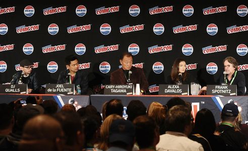 Joel de la Fuente, DJ Qualls, Frank Spotnitz, Cary-Hiroyuki Tagawa, and Alexa Davalos at an event for The Man in the Hig