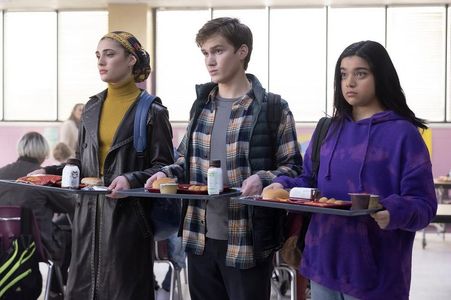 Iman Vellani, Matt Lintz, and Yasmeen Fletcher in Ms. Marvel (2022)