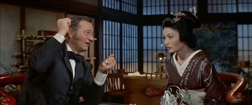 John Wayne and Eiko Ando in The Barbarian and the Geisha (1958)