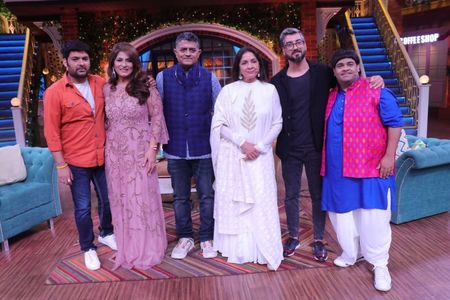 Neena Gupta, Archana Puran Singh, Gajraj Rao, Kiku Sharda, Amit Ravindernath Sharma, and Kapil Sharma in The Kapil Sharm