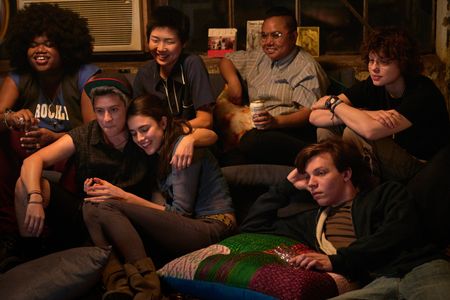 Nicholas Alexander, Chloë Levine, Paige Gilbert, Margaret Qualley, Maxton Miles Baeza, May Hong, and Jari Jones in Adam 