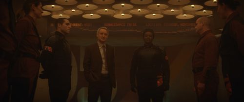 (L-R): Hunter D-90 (Neil Ellice),Mobius (Owen Wilson) and Hunter B-15 (Wunmi Mosaku)