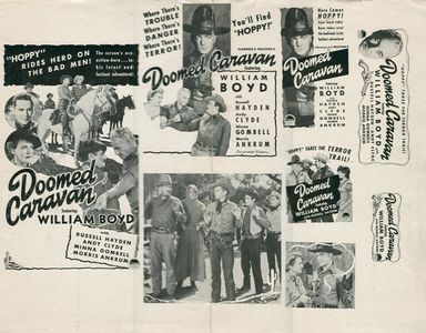 Morris Ankrum, William Boyd, Andy Clyde, Georgia Ellis, Minna Gombell, Russell Hayden, and Pat J. O'Brien in Doomed Cara