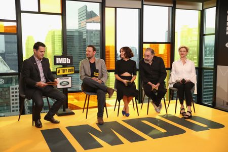 Annette Bening, Mandy Patinkin, Dan Fogelman, Dave Karger, and Olivia Cooke at an event for IMDb at Toronto Internationa