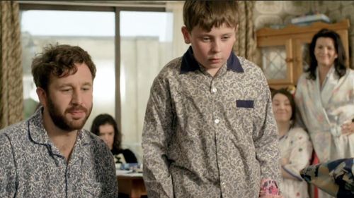 Clare Monnelly, Deirdre O'Kane, Chris O'Dowd, Aoife Duffin, David Rawle, and Sarah White in Moone Boy (2012)