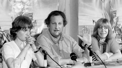 Isabelle Huppert, Florence Giorgetti, and Claude Goretta at an event for The Lacemaker (1977)