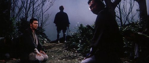 Tatsuya Ishiguro, Shintarô Katsu, and Shôgo Shimada in Zatoichi and the Chest of Gold (1964)