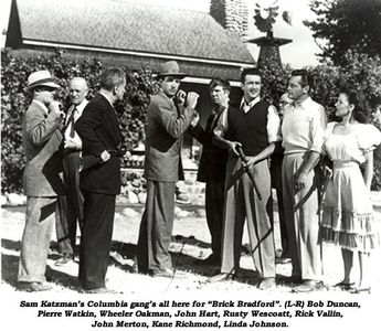 John Hart, Linda Leighton, John Merton, Kane Richmond, Rick Vallin, and Pierre Watkin in Brick Bradford (1947)