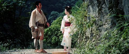 Shintarô Katsu and Reiko Ôhara in Zatoichi Goes to the Fire Festival (1970)