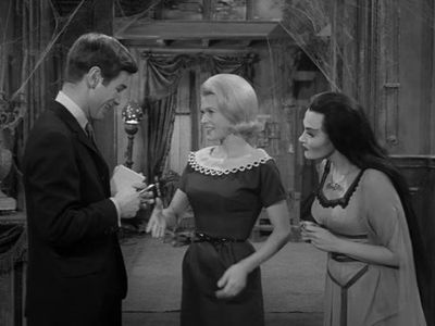 Yvonne De Carlo, Pat Priest, and Charles Robinson in The Munsters (1964)