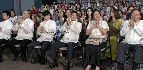 Tetchie Agbayani, Menggie Cobarrubias, Ron Morales, Coco Martin, Badjie Mortiz, and James Reid in Beauty and the Bestie 