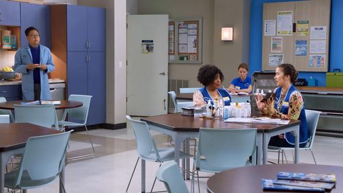 Carla Renata, Nichole Sakura, and Nico Santos in Superstore: Myrtle (2020)