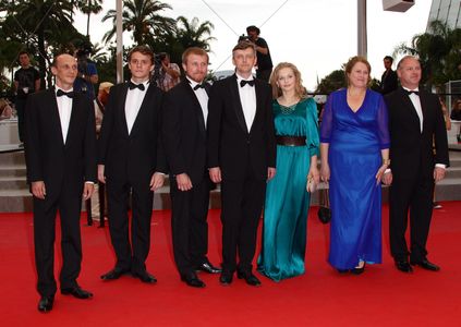 Vlad Ivanov, Sergey Loznitsa, Vladislav Abashin, and Sergey Kolesov at an event for In the Fog (2012)