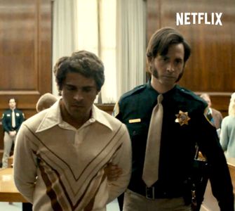 Zac Efron (Ted Bundy) and Ryan Gilreath (Deputy Westerlund) in ‘Extremely Wicked..’