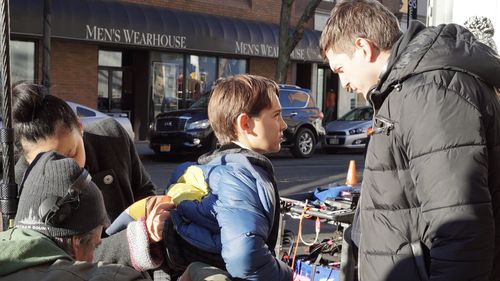 Director Paul Becker and Colin Critchly behind the scenes.