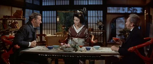 John Wayne, Eiko Ando, and Sam Jaffe in The Barbarian and the Geisha (1958)