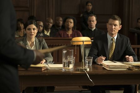 Philip Winchester and Monica Barbaro in Chicago Justice (2017)