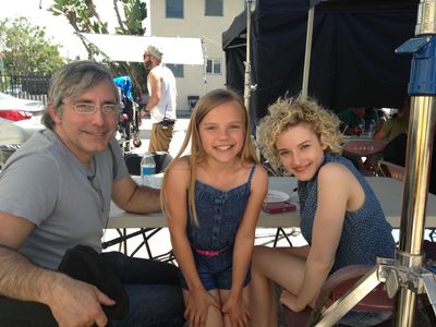 Meg on set with Director Paul Weitz and actress Julia Garner.