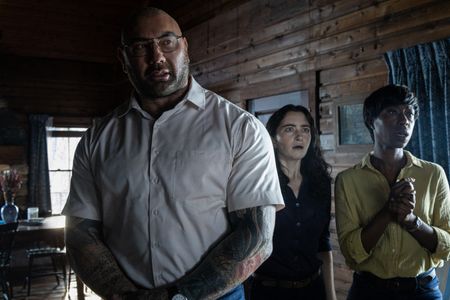 Nikki Amuka-Bird, Dave Bautista, and Abby Quinn in Knock at the Cabin (2023)