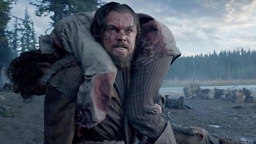 Leonardo DiCaprio and Forrest Goodluck in The Revenant (2015)