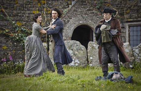 Warren Clarke, Ruby Bentall, and Aidan Turner in Poldark (2015)