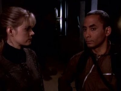 Richard Biggs and Marjorie Monaghan in Babylon 5 (1993)