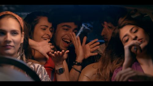 Keshav Sadhna, Gagan Arora, Aishwarya Chaudhary, Manjot Singh, Apoorva Arora, and Shreya Mehta in College Romance (2018)