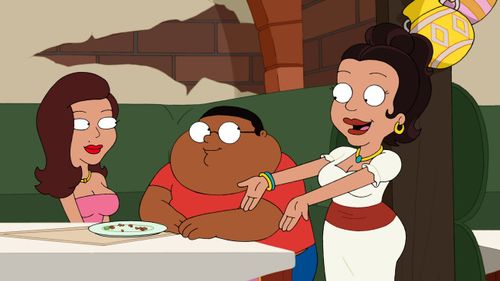 Elia Saldana (Cecilia),Rosie Perez (Choni),and Kevin Michael Richardson (Junior) in The Cleveland Show