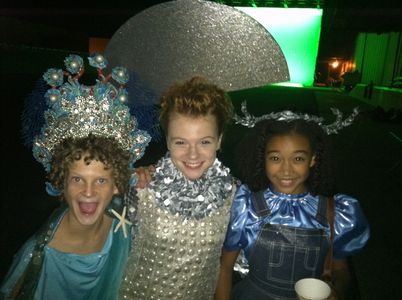 Annie Thurman with Amandla Stenberg and Ethan Jamieson on set for The Hunger Games