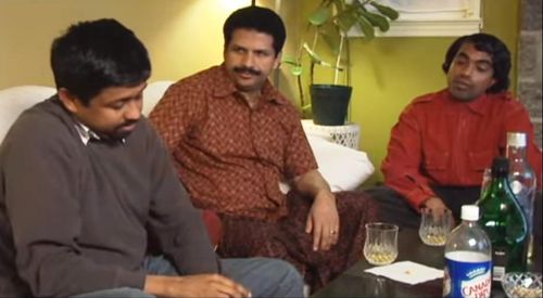 Jacob Gregory, Josekutty Valiyakallumkal, and Geo Thomas in Akkara Kazhchakal: George has a 