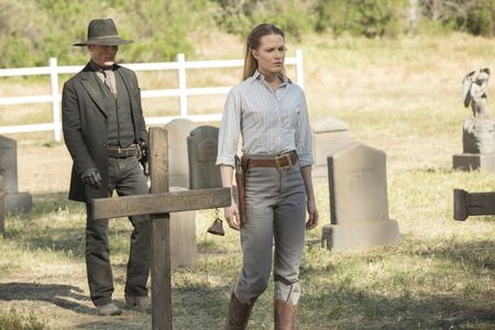 Ed Harris and Evan Rachel Wood in Westworld (2016)