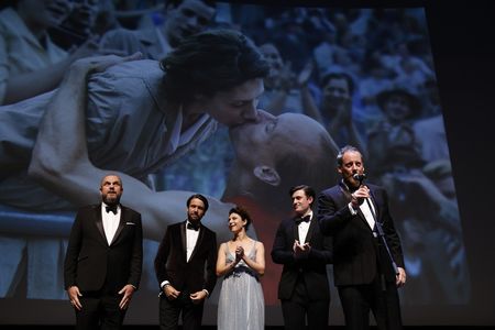 Martha Issová, David Ondricek, Krystof Mucha, James Frecheville, and Václav Neuzil at an event for Zátopek (2021)