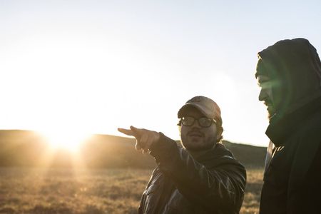 Dan Glaser and Michael Alden Lloyd on the set of Valley of Bones.